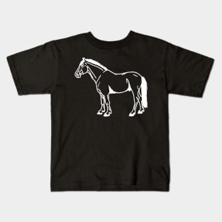 white horse line art Kids T-Shirt